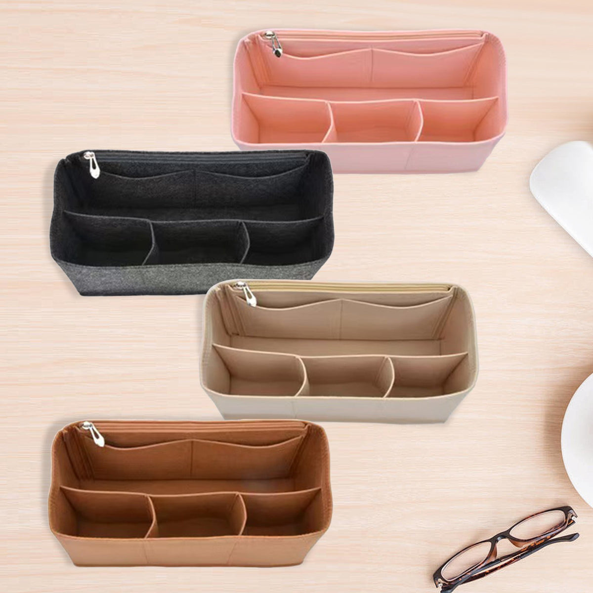 Multi-Pocket Purse Insert Organizer with Handles, 12.6 x 4.7 Inches - Image 4