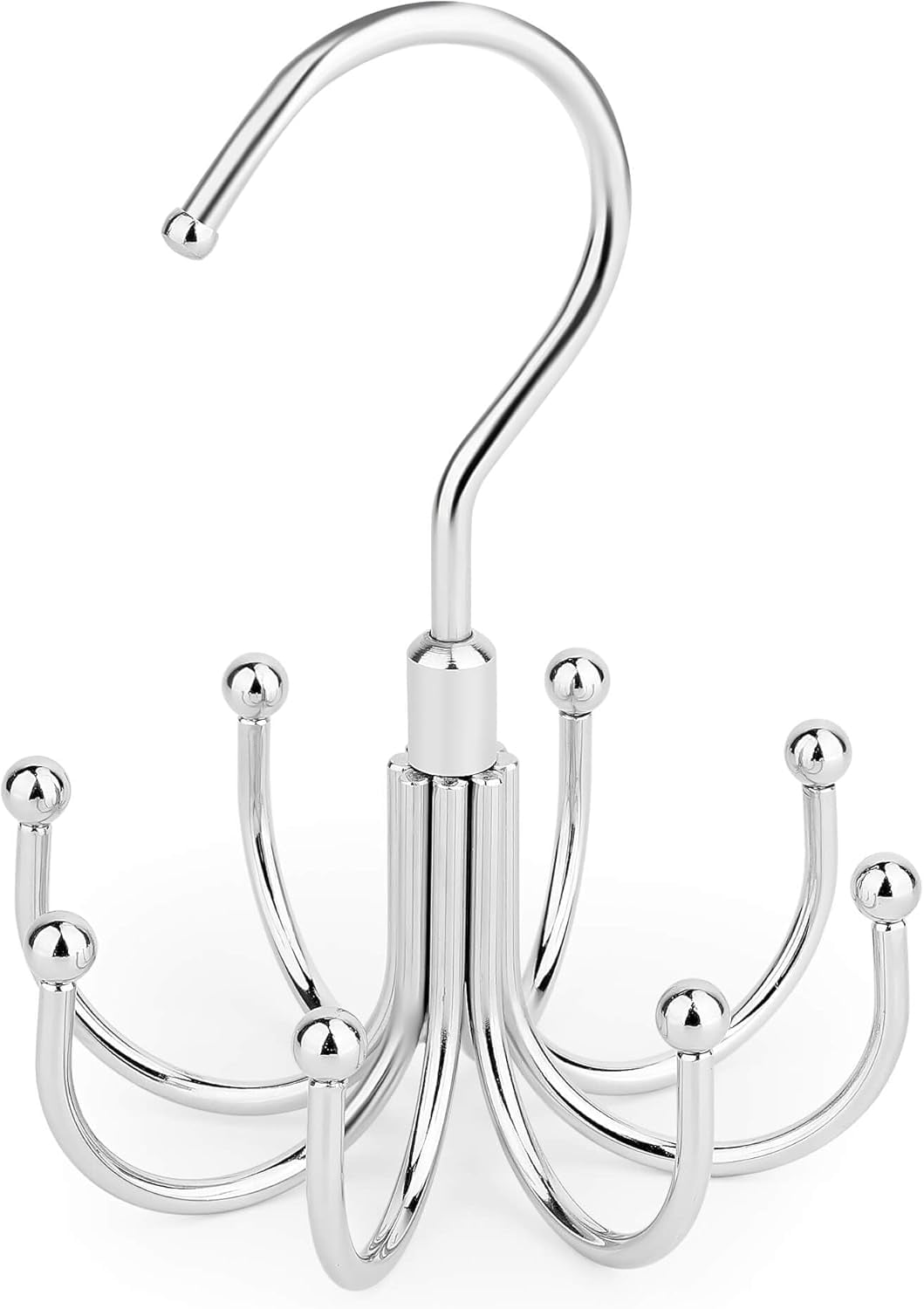Rotating Closet Belt Hanger with Eight Hooks, Holds Up to 24 Belts