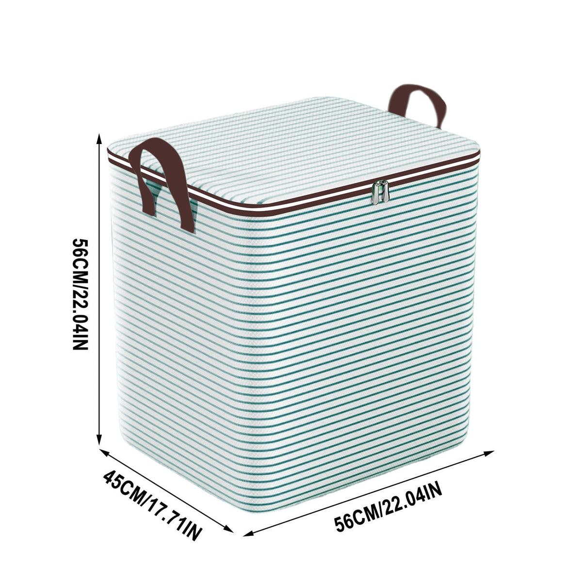 Zippered Fabric Storage Cube with Lid and Side Handles for Bedding - Image 3
