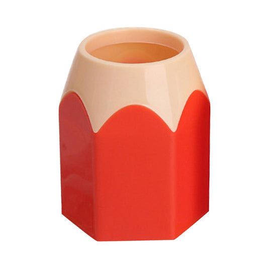 Pencil-Shaped Plastic Pen Pot for a Desk, 10.5 cm Tall