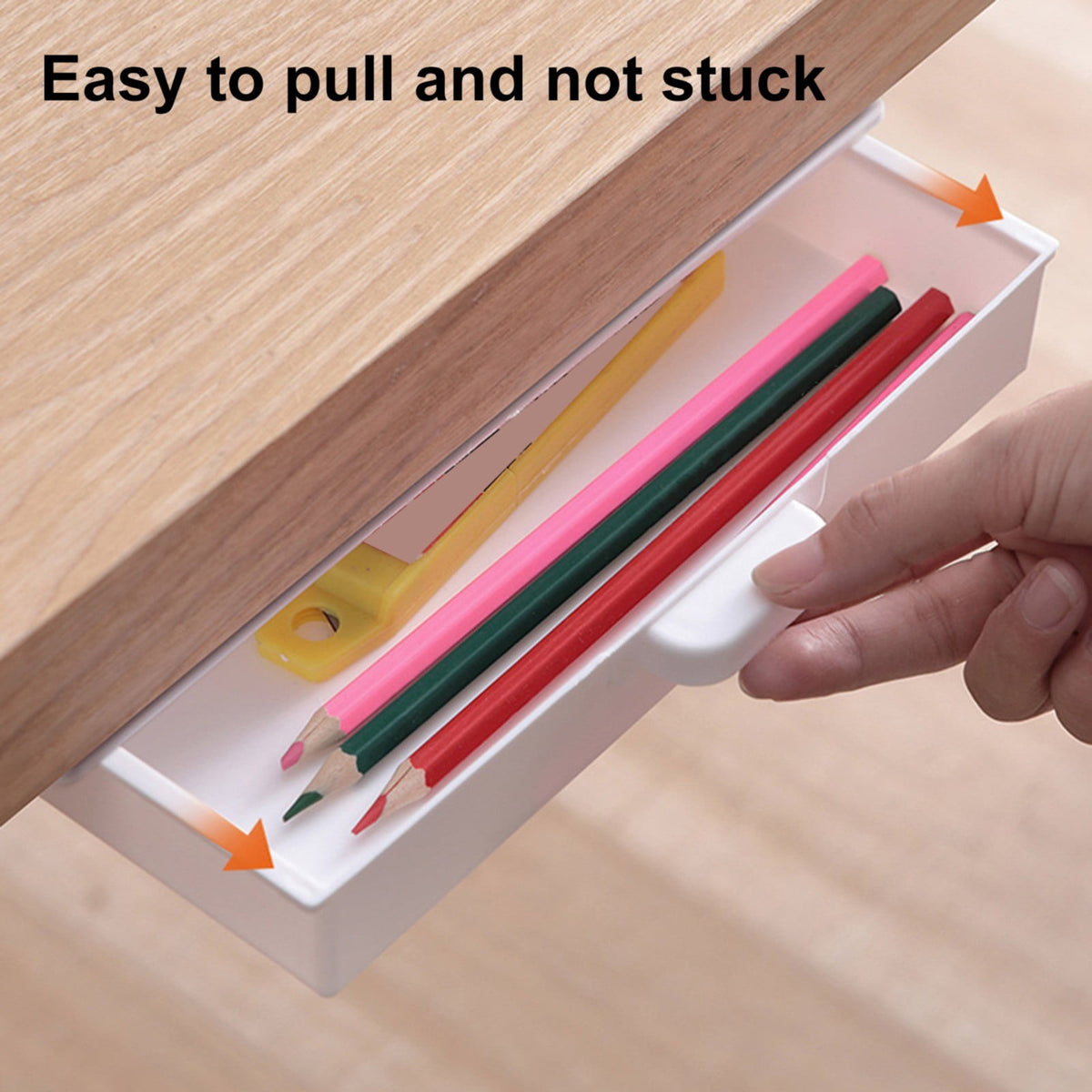 Stick-On Slide-Out Drawer for Under a Desk or Counter, Grey - Image 4